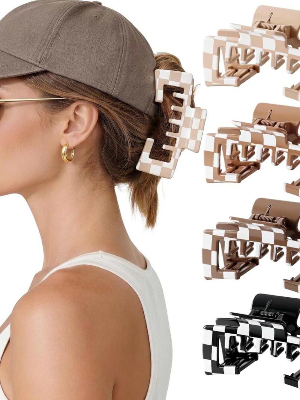 4 Pack Hat Claw Clips for Women, 4.1 Inch Large Hair Clips for Thick Hair